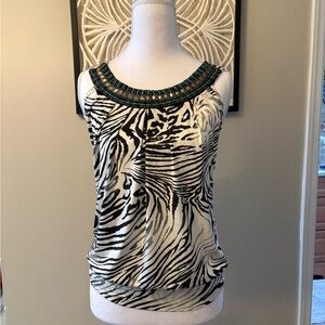 HeartSoul Zebra Print Top with Beaded Neckline